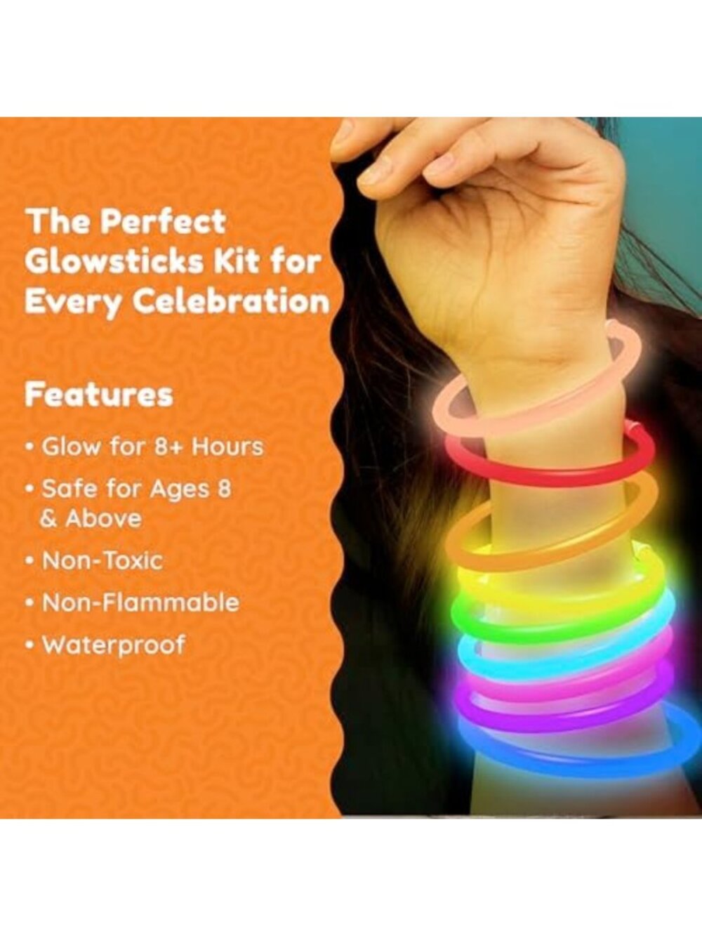 1200pcs Glow Sticks Party Pack - 8" Light Sticks, Connectors, DIY Bracelets - Picture 4 of 6